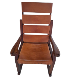 CLASSIC WOODEN AND HAND - TOOLED LEATHER CHAIR