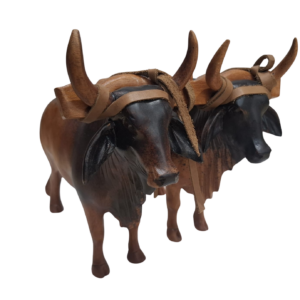 HAND - CARVED PAIR OF OXEN