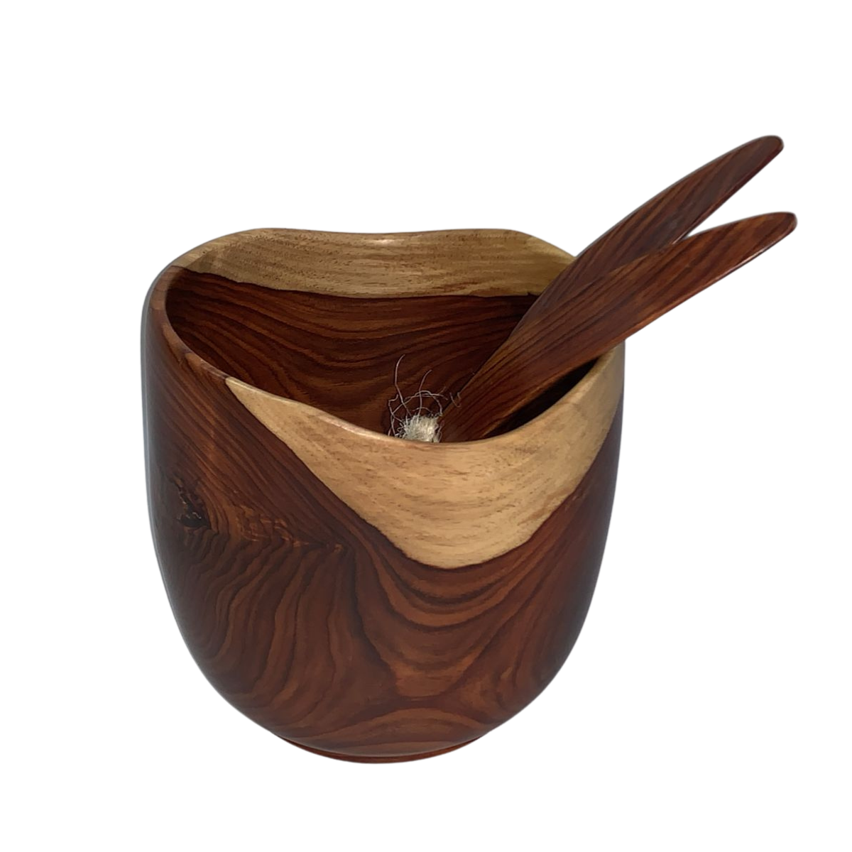 Handcrafted Cocobolo Wood Ice Bucket with Wooden Tongs