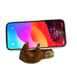 WOODEN SLOTH PHONE HOLDER