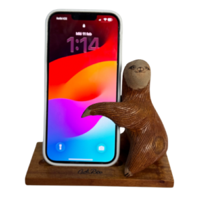 WOODEN SLOTH PHONE HOLDER