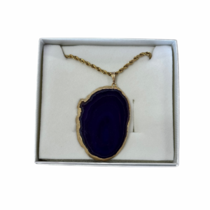 Costa Rica Natural Agate Gold Pendant