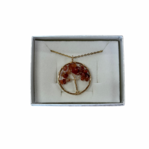 Tree of Life Gemstone Necklace – Gold Finish