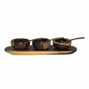 Cocobolo Wood Triple Condiment Set
