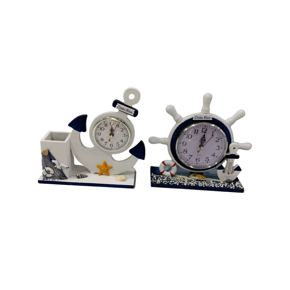Costa Rica Nautical Table Clock Set – Anchor & Ship Wheel